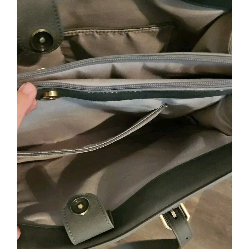 Laptop Bag Briefcase For Women Work Tote Leather Purse Gray Lots Of Pockets - Picture 16 of 16